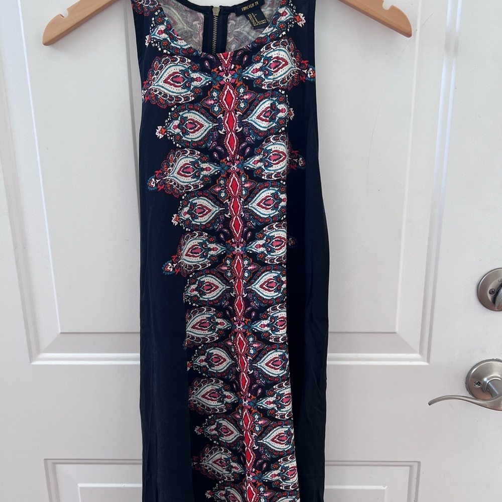 Forever 21 Black Dress with Red and White Pattern